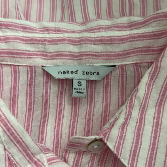 Naked Zebra Pink White Striped Shorts Button Front Romper With Pockets Size S - Picture 10 of 11